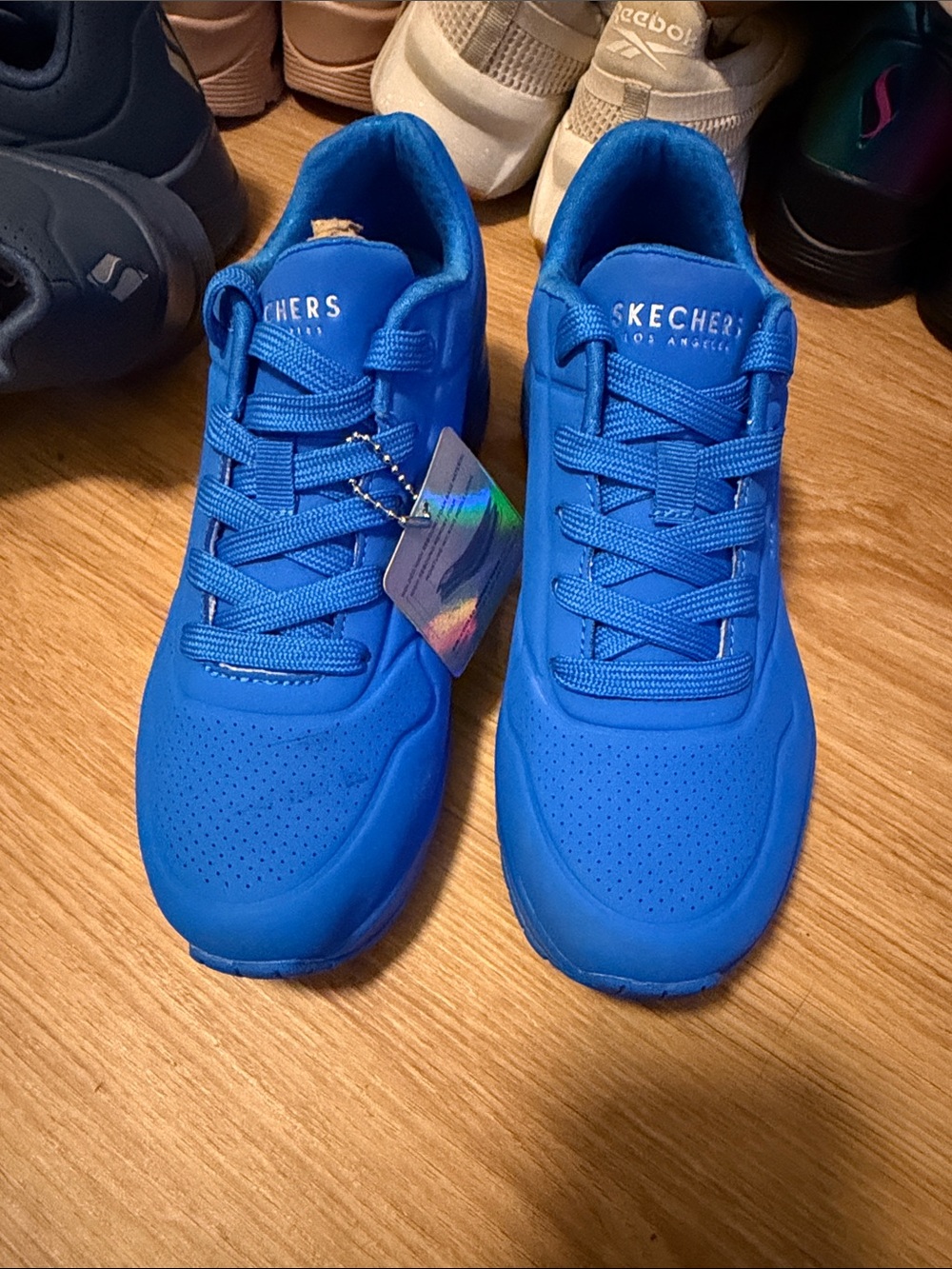 Skechers womens  Bright Blue Lace-Up Sneakers